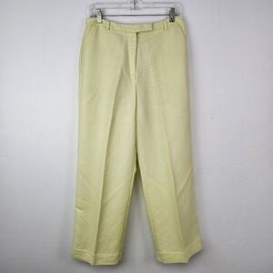 Emma & James Trousers/Pants Linen Blend Chartreuse Wide Leg Sz 12P Coastal